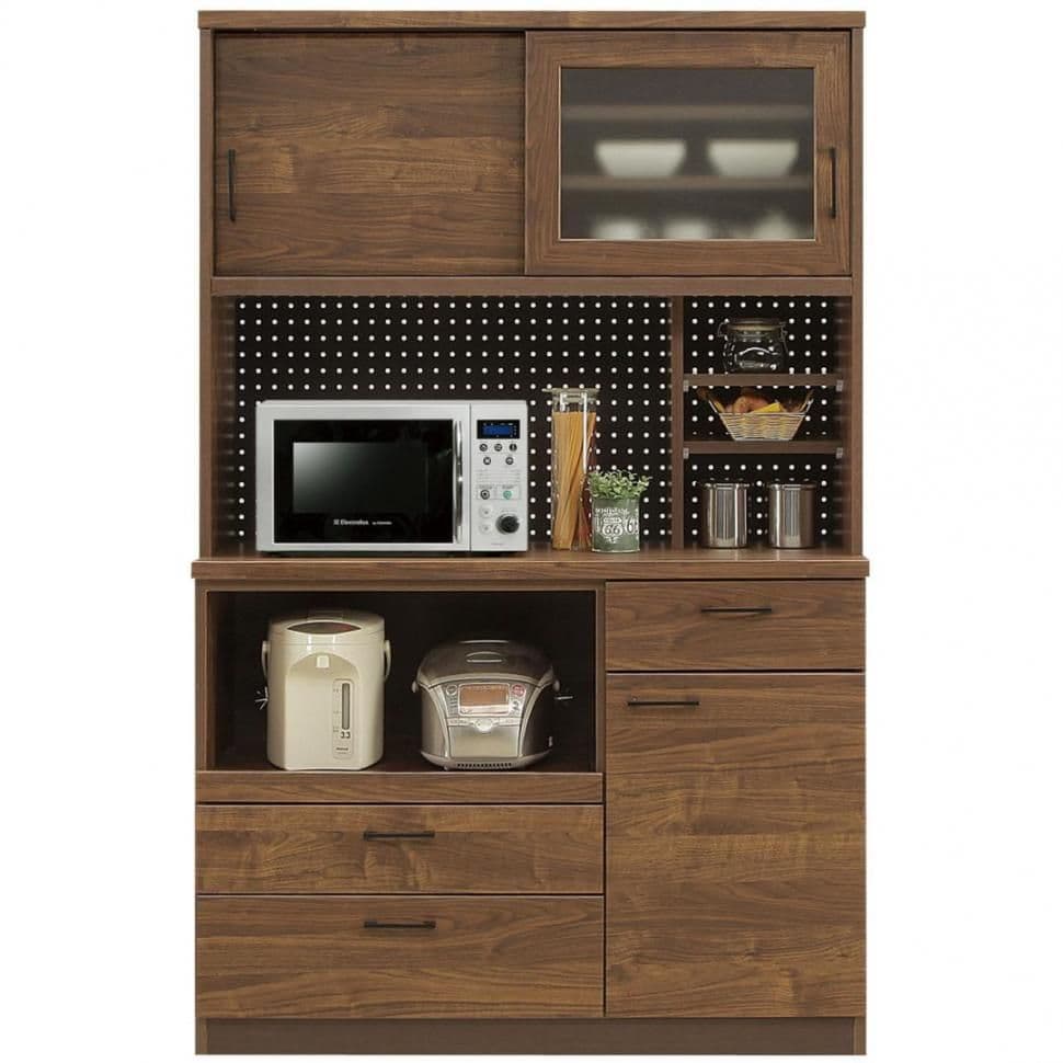 最終値下げ！ナフコ トゥーワンスタイル　ブラウン木製食器棚 ガラス扉付き