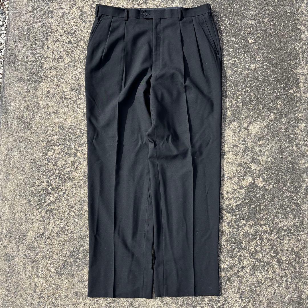 90s YVES SAINT LAURENT ワイドスラックス　ウールギャバ