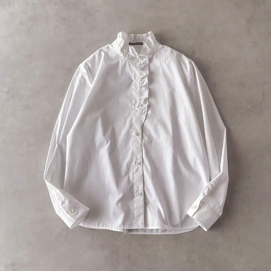 極美品　定価29,700円　セオリーリュクス　長袖　フリルブラウス　バンドカラー