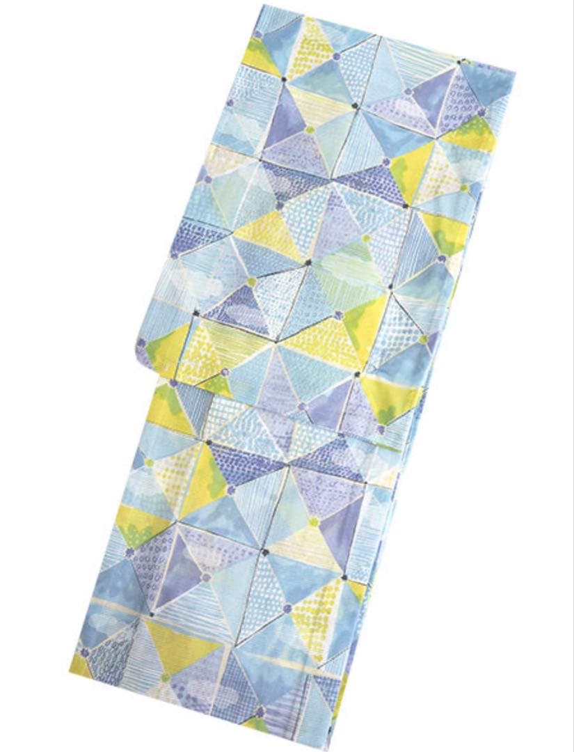 【美品】浴衣　みすずうた　単品　紙ふうせん　水色　黄　黄緑　みすゞうた