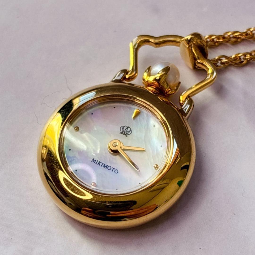 MIKIMOTO ミキモト ペンダントウォッチ シェル クォーツ 時計 パール