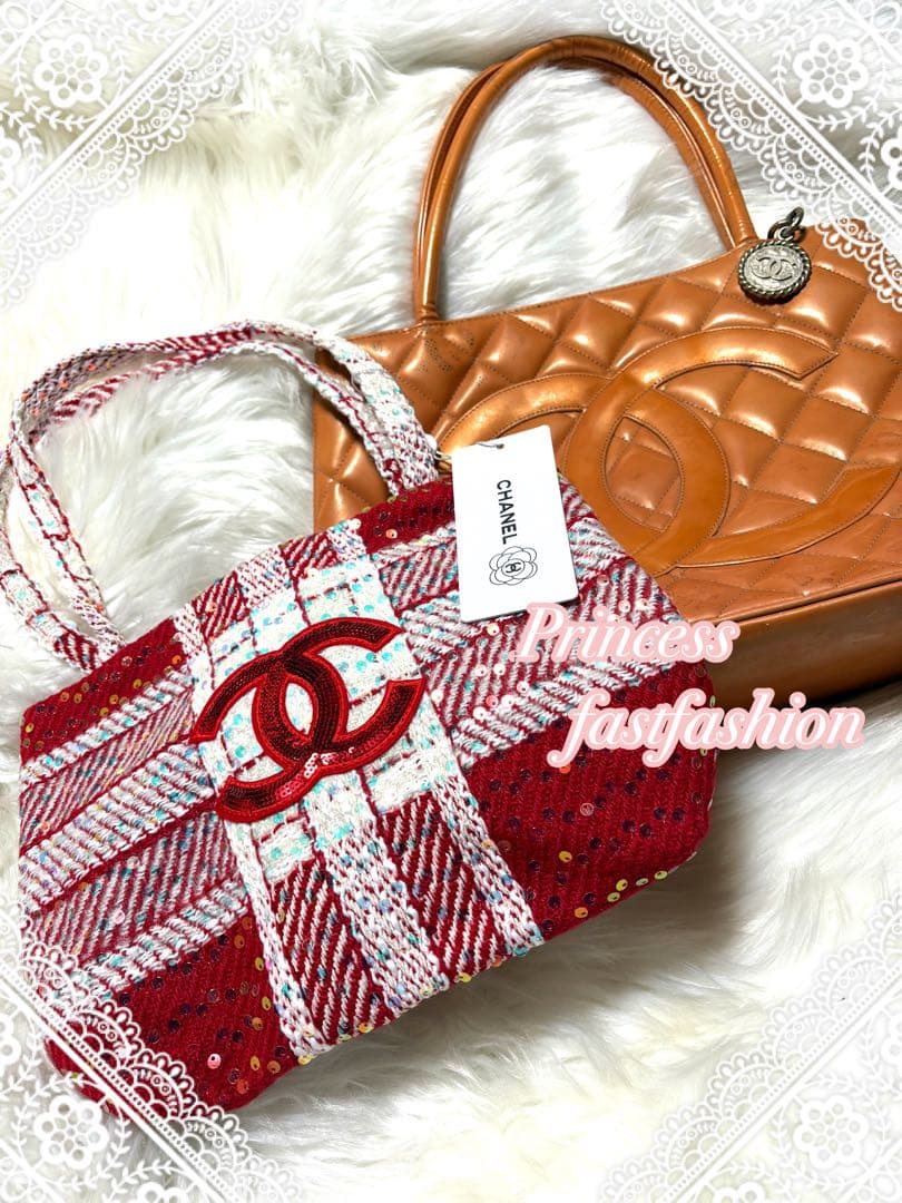 ♡*♡様 シャネル CHANEL バーガンディ スパンコール トートバッグ