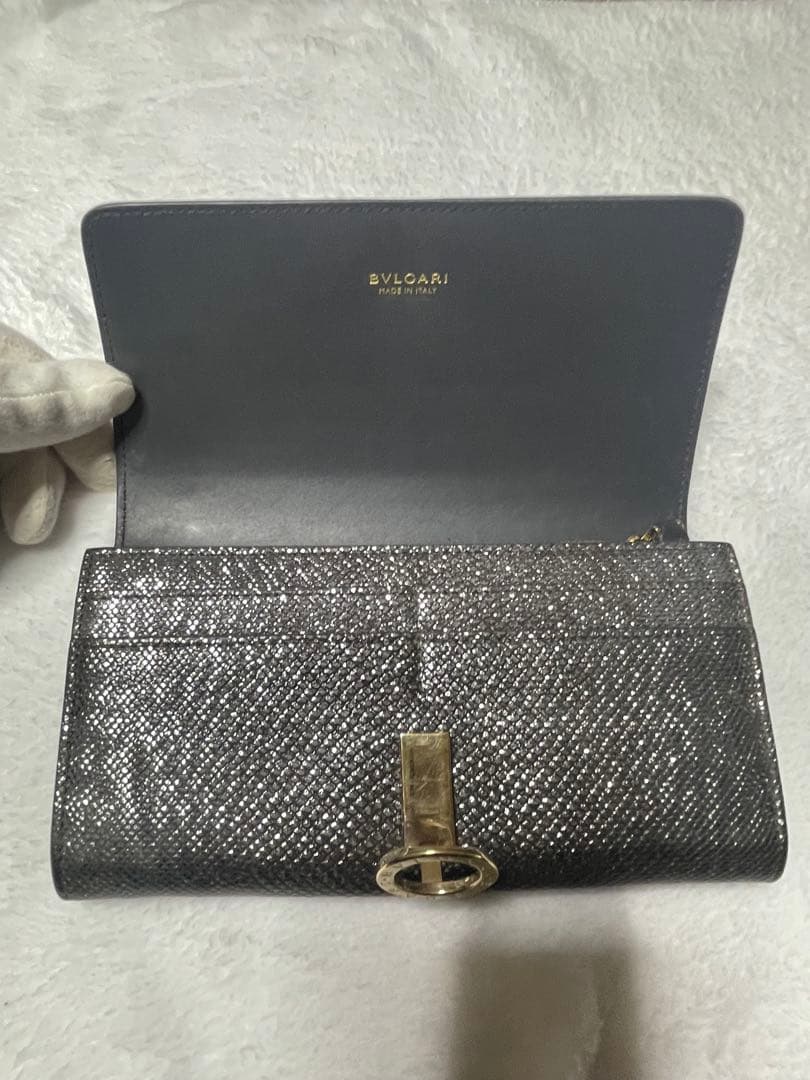 BVLGARI カルングスキン長財布 シルバー