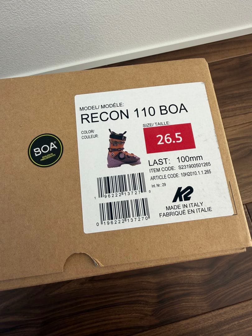 値下げ！K2 RECON 110 BOA スキーブーツ23/24 26.5 新品