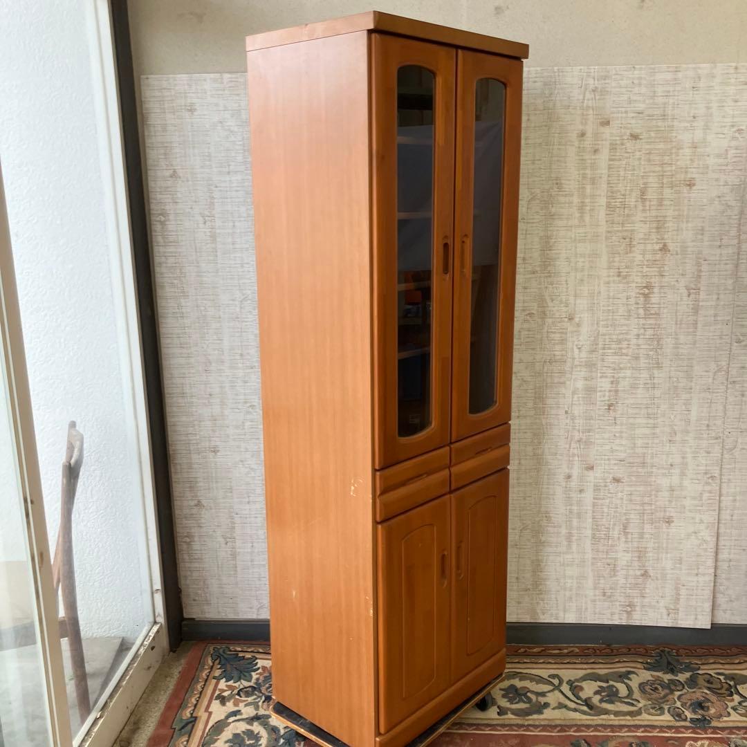昭和レトロ 古家具 ガラス戸 木製 食器棚 カップボード キャビネット 飾り棚