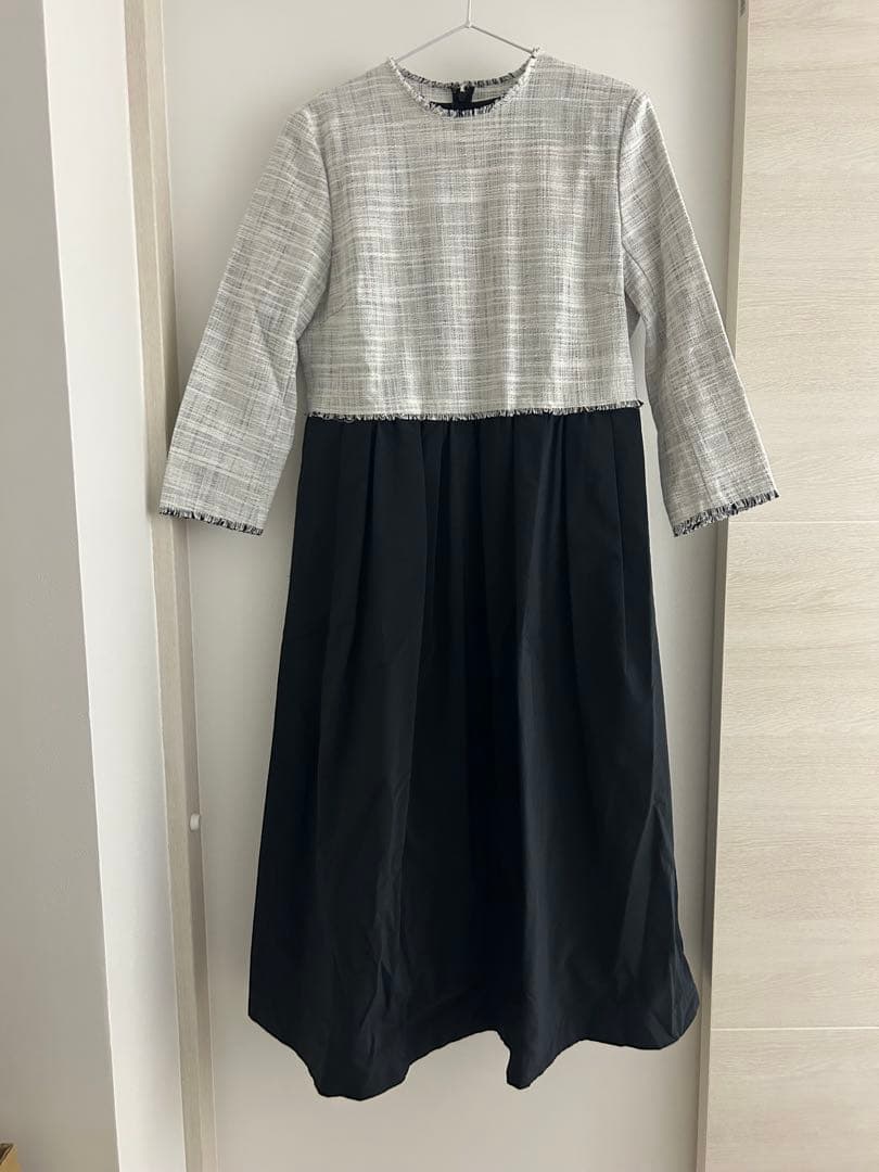 極美品 ボールジィ ロングスラブツイード マテリアルコンビワンピース セレモニー