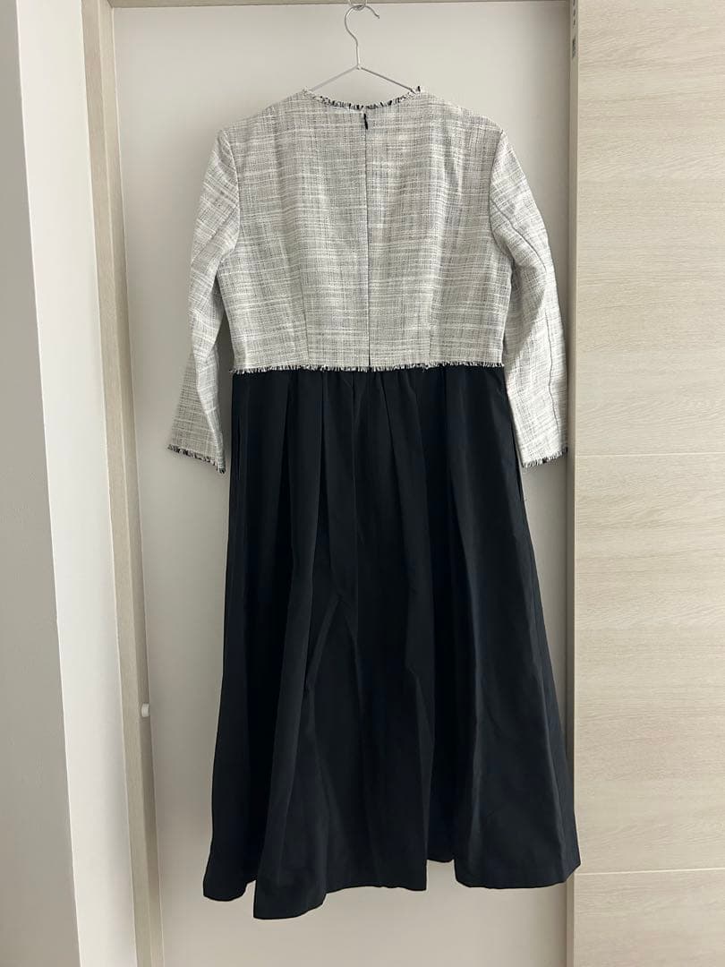 極美品 ボールジィ ロングスラブツイード マテリアルコンビワンピース セレモニー