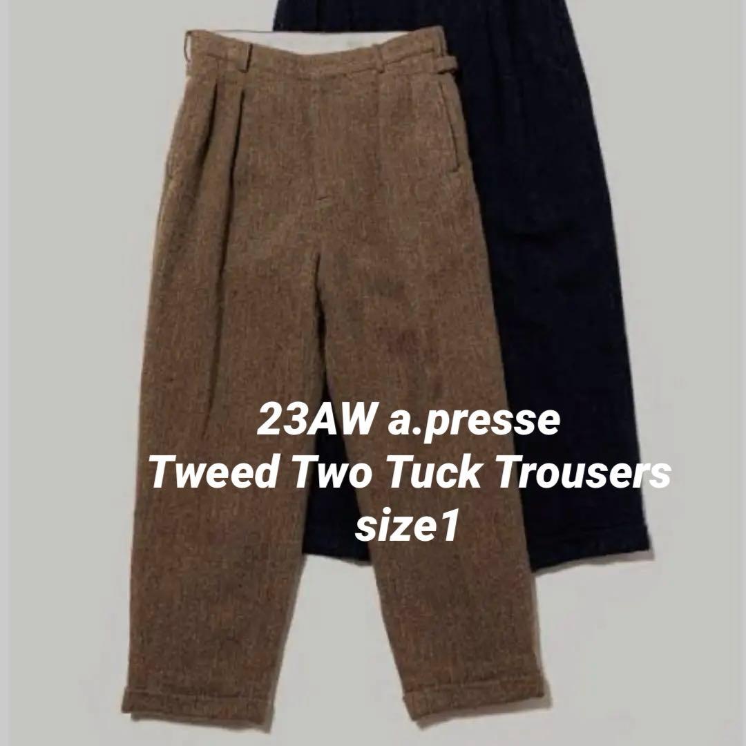 パンツ 23AW a.presse Tweed Two Tuck Trousers
