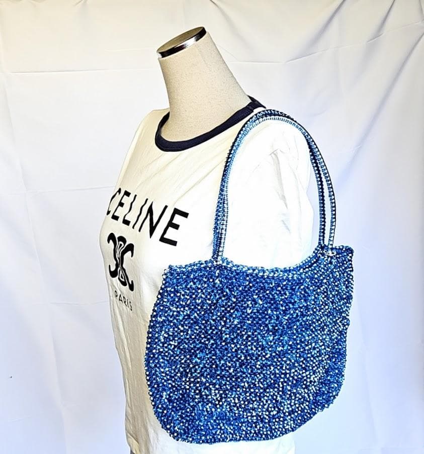 アンテプリマ　 ワイヤーバッグ　シャンパンブルー　横長