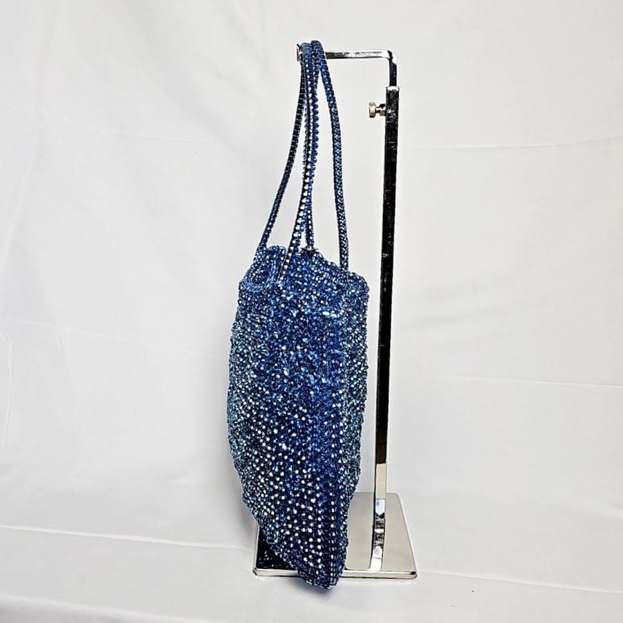 アンテプリマ　 ワイヤーバッグ　シャンパンブルー　横長