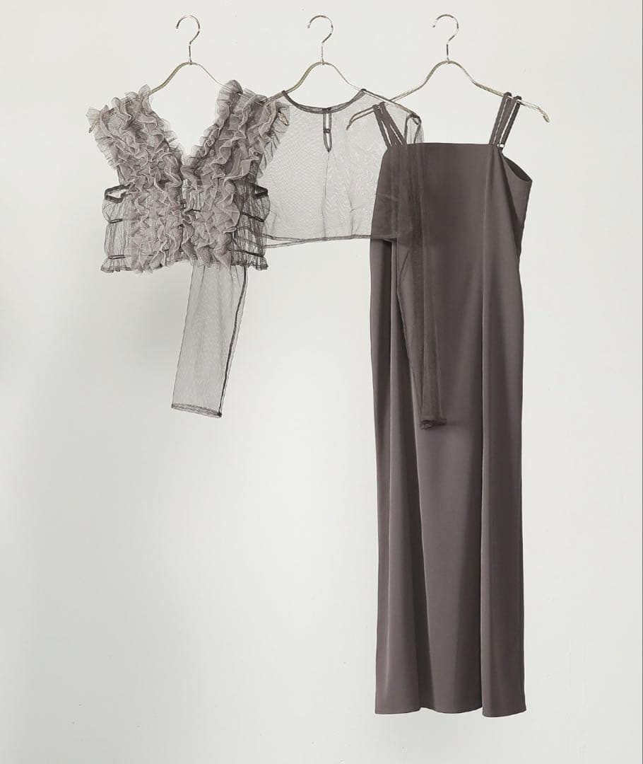 Kana ブラウン　チュールボリューム　ワンピース