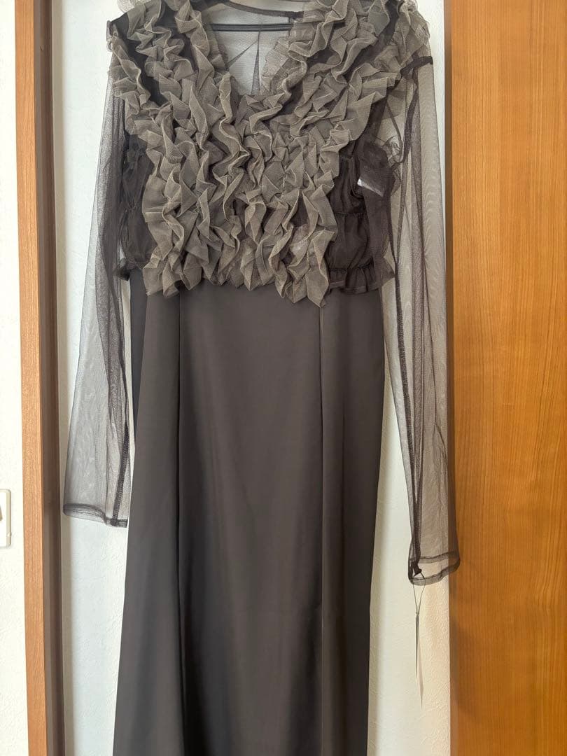 Kana ブラウン　チュールボリューム　ワンピース