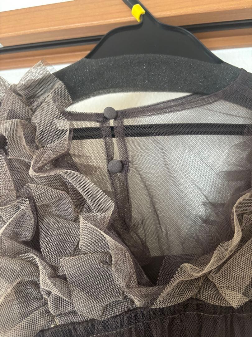 Kana ブラウン　チュールボリューム　ワンピース