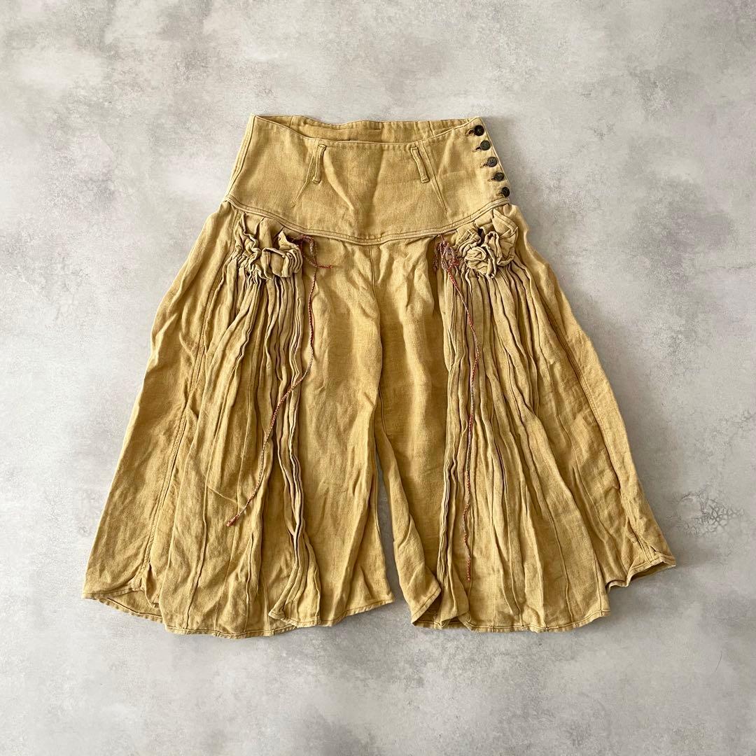 KAPITAL アミッシュパンツ ギャザー 変形 リネン ラップ ガウチョ 1