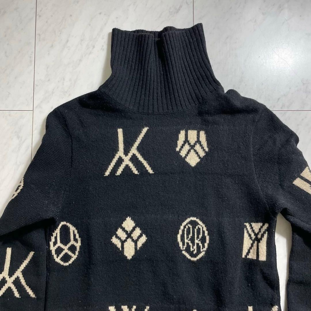 ヨウジヤマモト ジャガードハイネックニットワンピース モノグラム総柄 ロング丈