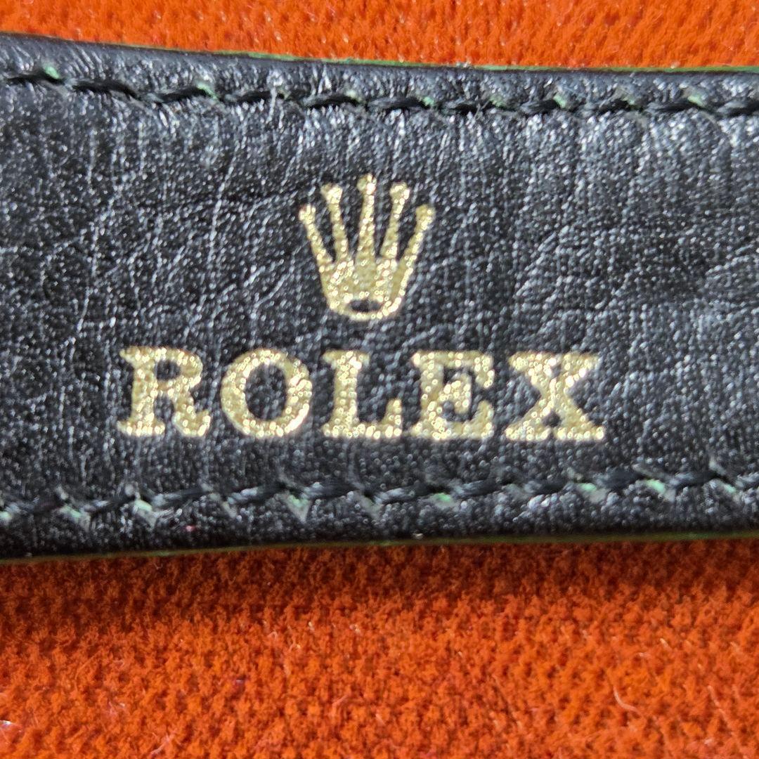 ROLEX 時計レザーベルクロコダイル型押しグリーン系/K18尾錠&バネ棒付