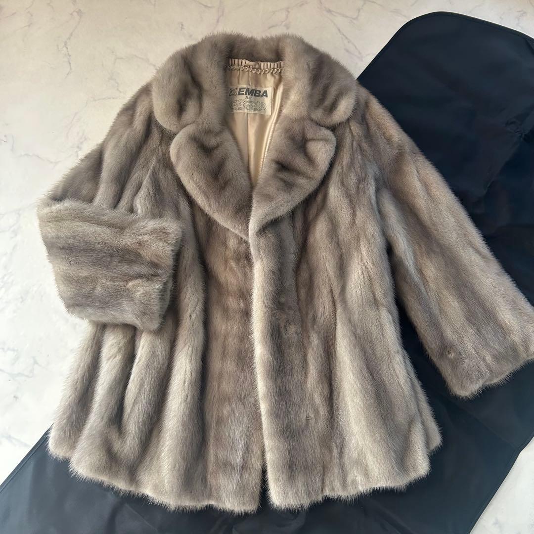 d*2様 EMBA サファイアミンク 毛皮コート グレー 裏地ダメージ 13号