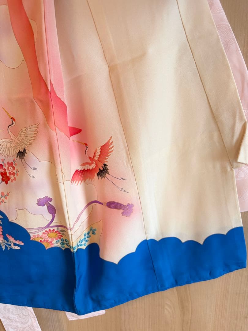 お宮参り 掛け着 正絹 のしめ 初着 青 白 ヴィンテージ M2508232