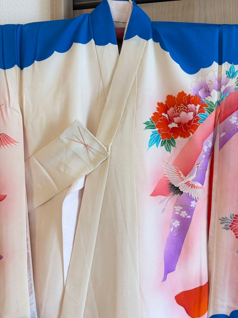 お宮参り 掛け着 正絹 のしめ 初着 青 白 ヴィンテージ M2508232