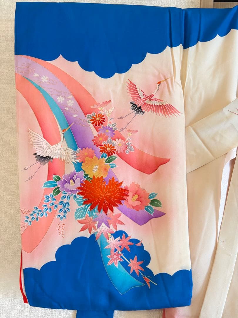 お宮参り 掛け着 正絹 のしめ 初着 青 白 ヴィンテージ M2508232