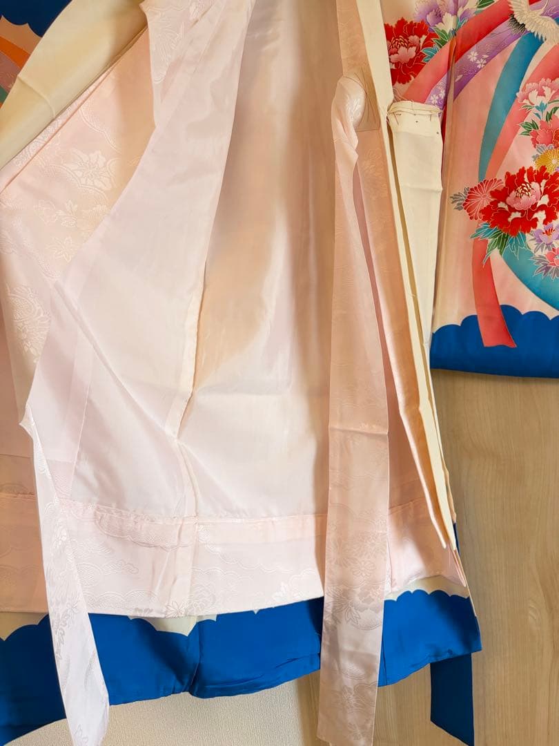 お宮参り 掛け着 正絹 のしめ 初着 青 白 ヴィンテージ M2508232