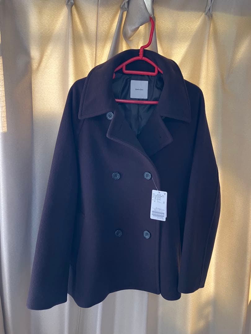 S160スタンドカラーショートコート　34 ブラウン