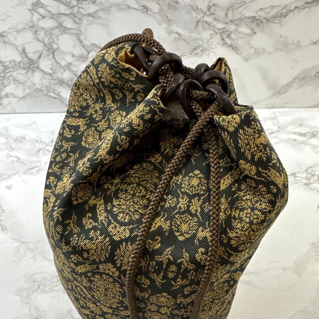 未使用品 龍村美術織物 山羊花卉文錦 信玄袋 巾着ポーチ 和装 着物