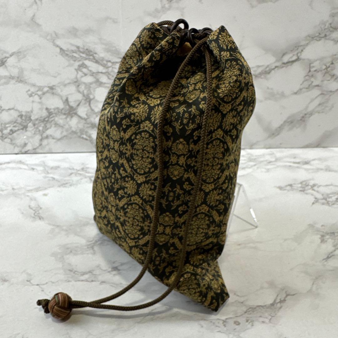 未使用品 龍村美術織物 山羊花卉文錦 信玄袋 巾着ポーチ 和装 着物