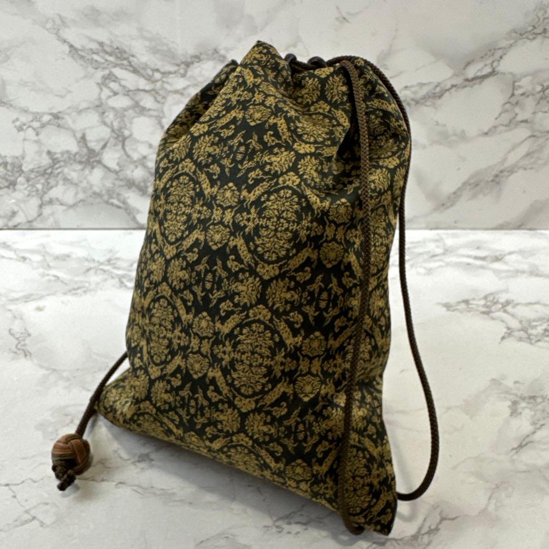 未使用品 龍村美術織物 山羊花卉文錦 信玄袋 巾着ポーチ 和装 着物