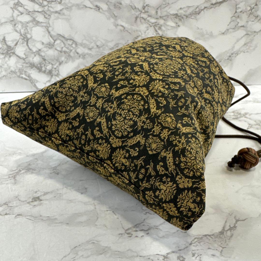 未使用品 龍村美術織物 山羊花卉文錦 信玄袋 巾着ポーチ 和装 着物