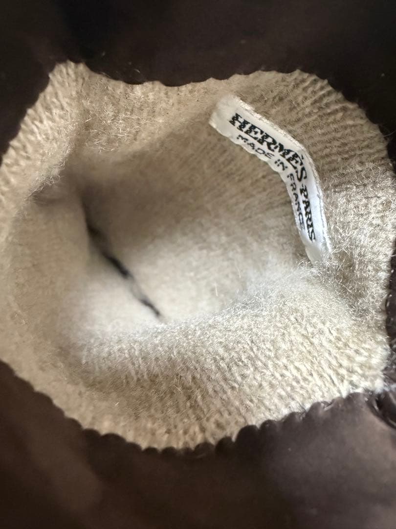 エルメス HERMES レザー グローブ 手袋 ラムスキン ブラウン