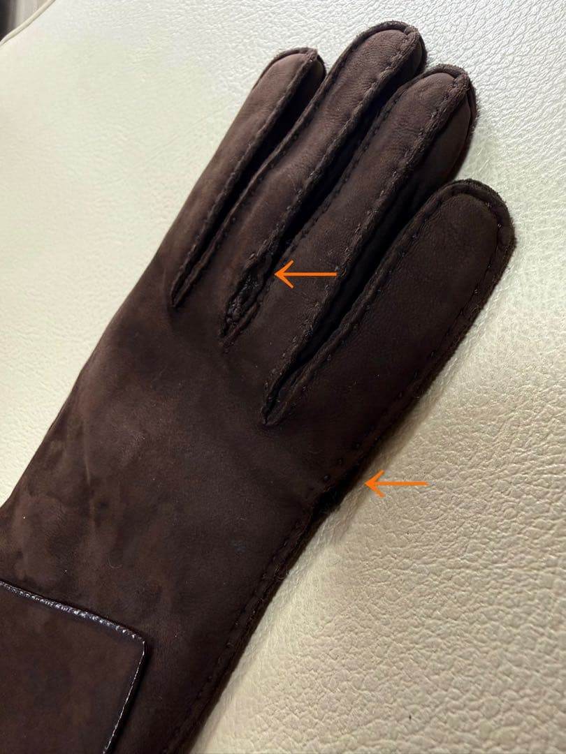 エルメス HERMES レザー グローブ 手袋 ラムスキン ブラウン