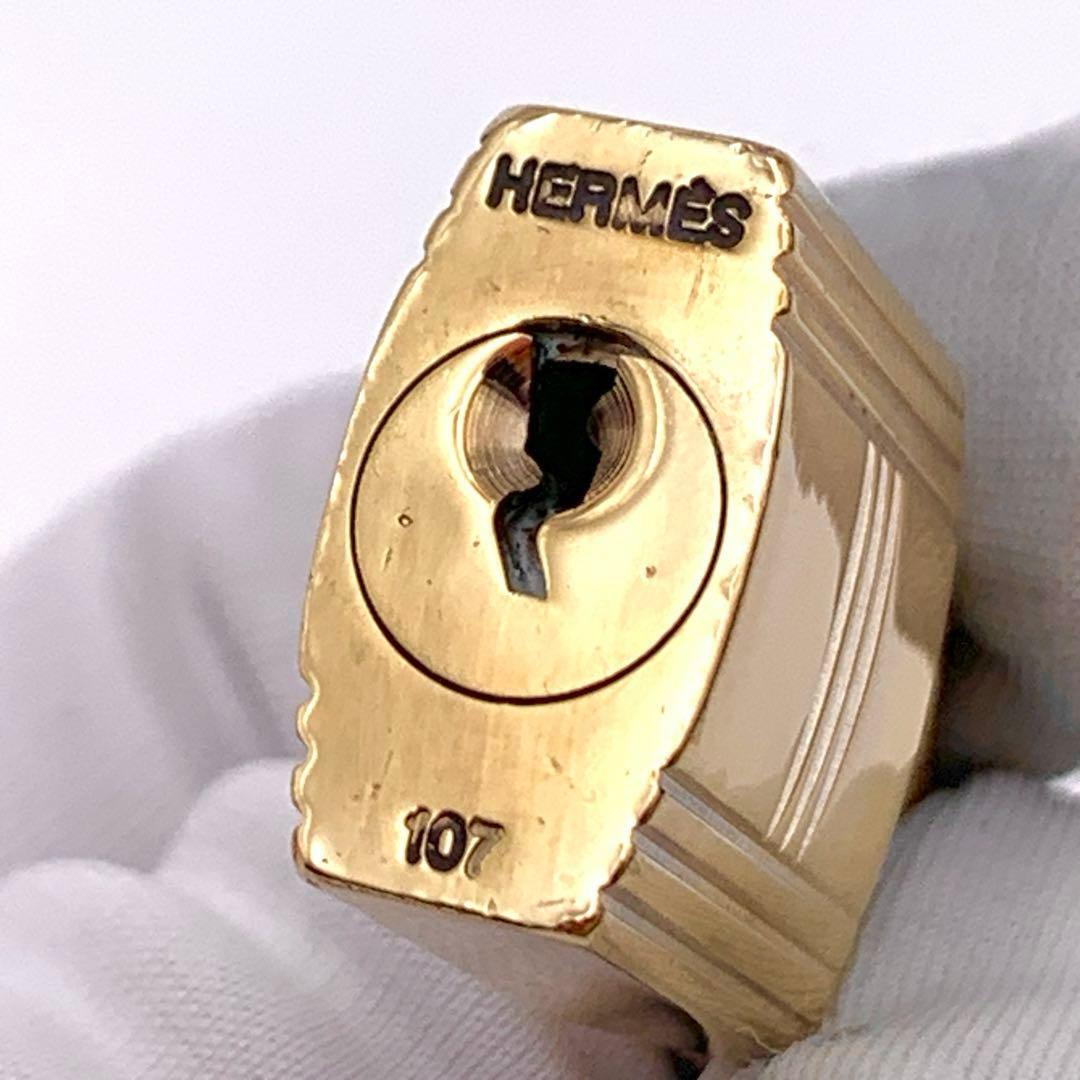 HERMESエルメス カデナ 107番 ゴールド 24Kメッキ 鍵付き 南京錠