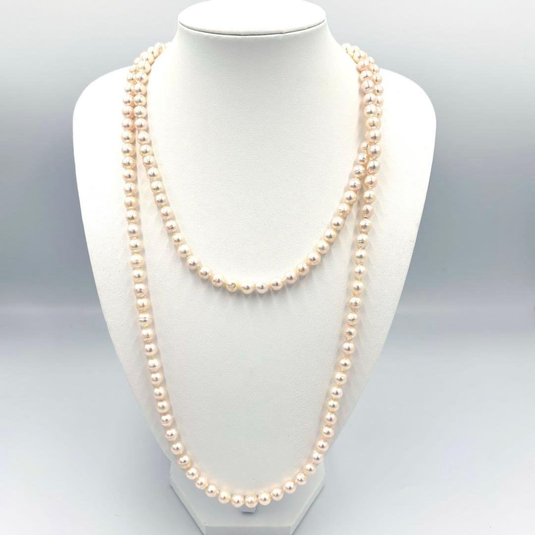 オーロラ干渉色✨極美品　あこや真珠 パールロングネックレス120cm 7.5mm