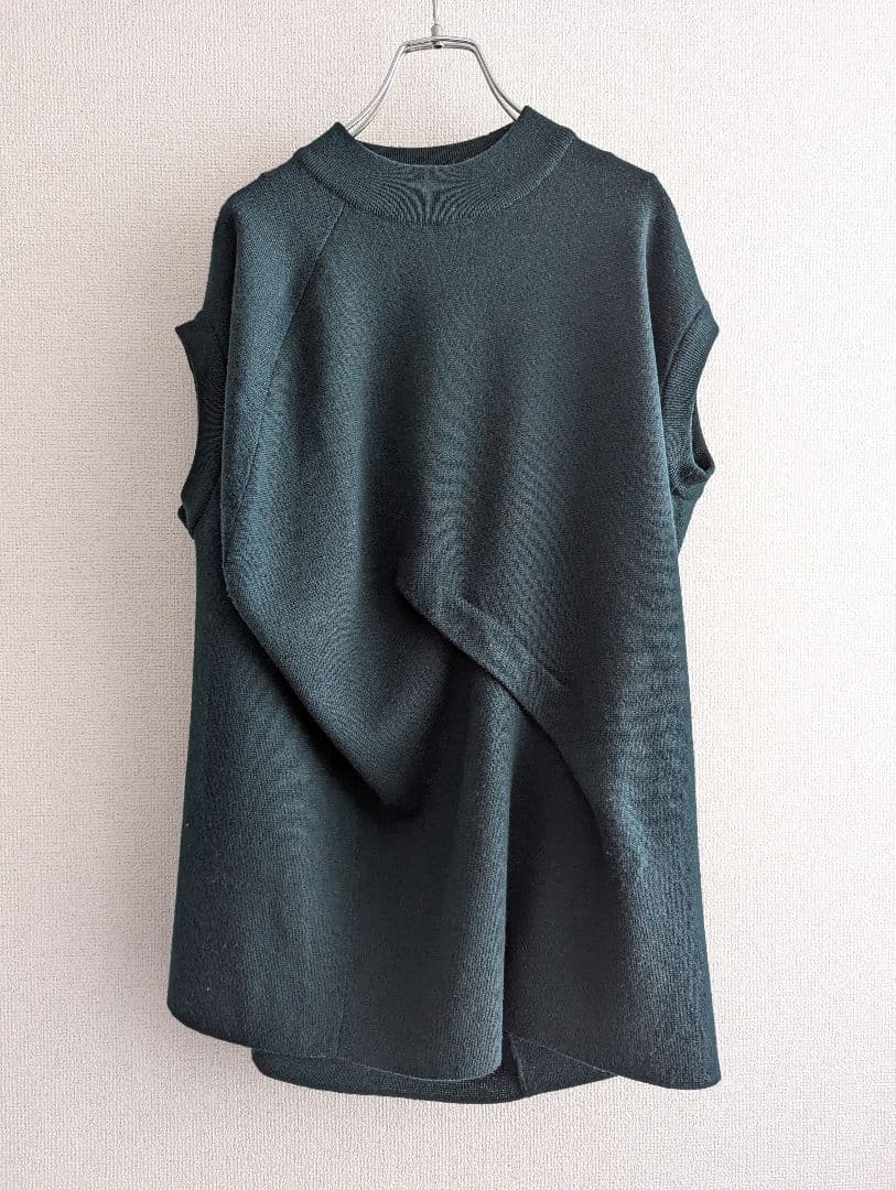 【美品】ENFOLD タック変形　ニットベスト　深緑