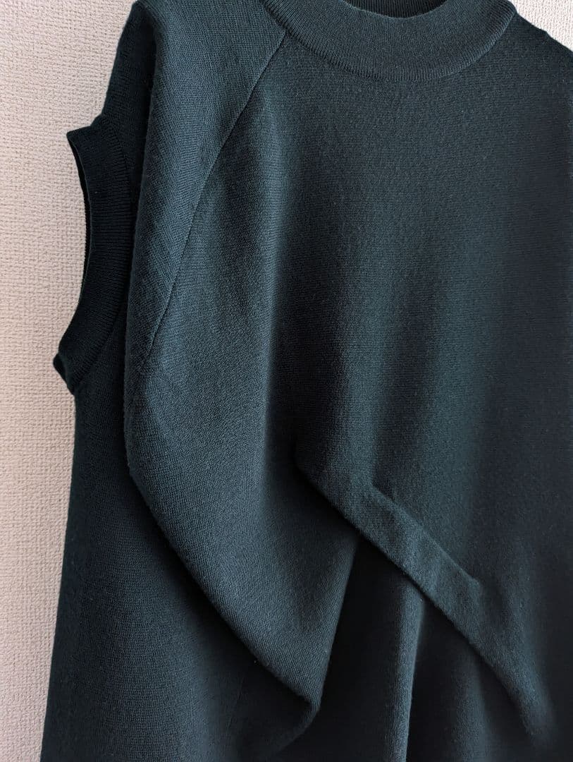 【美品】ENFOLD タック変形　ニットベスト　深緑