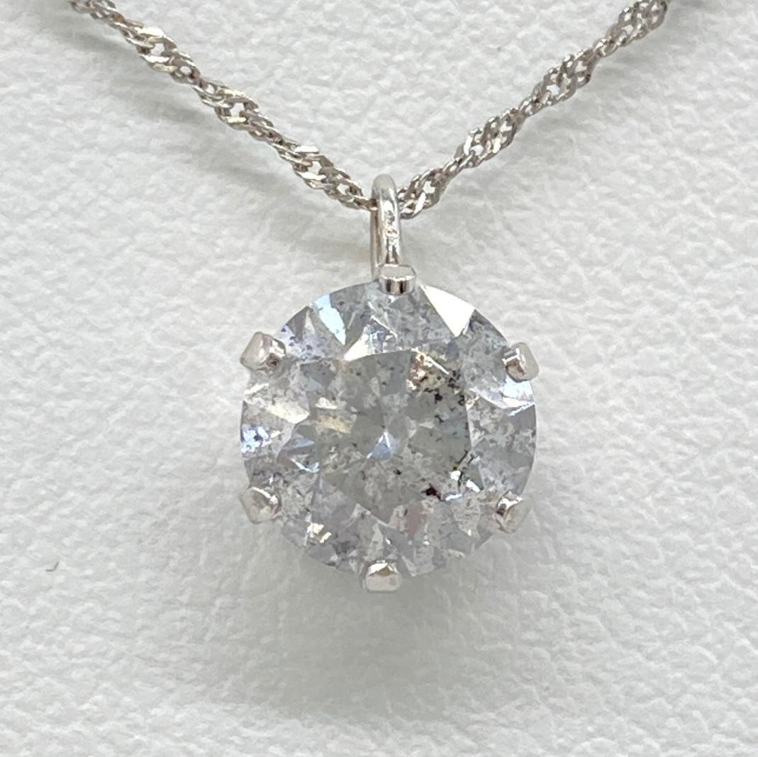 大粒 1.3ct 天然ダイヤモンド ネックレス Pt900 1粒ダイヤ