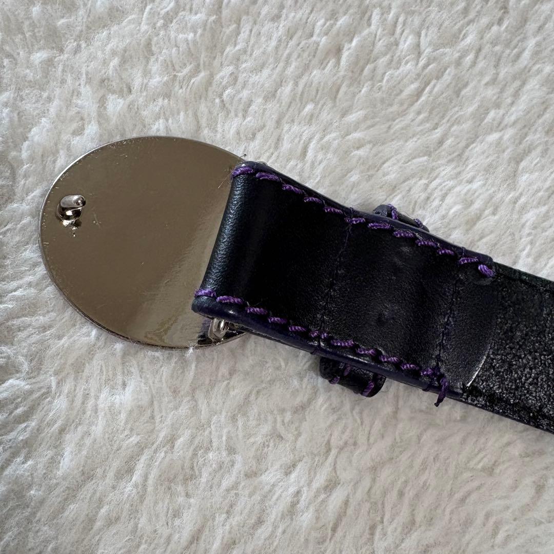 ヴィヴィアンウエストウッド オーブバックル レザーベルト 男女兼用 黒×パープル
