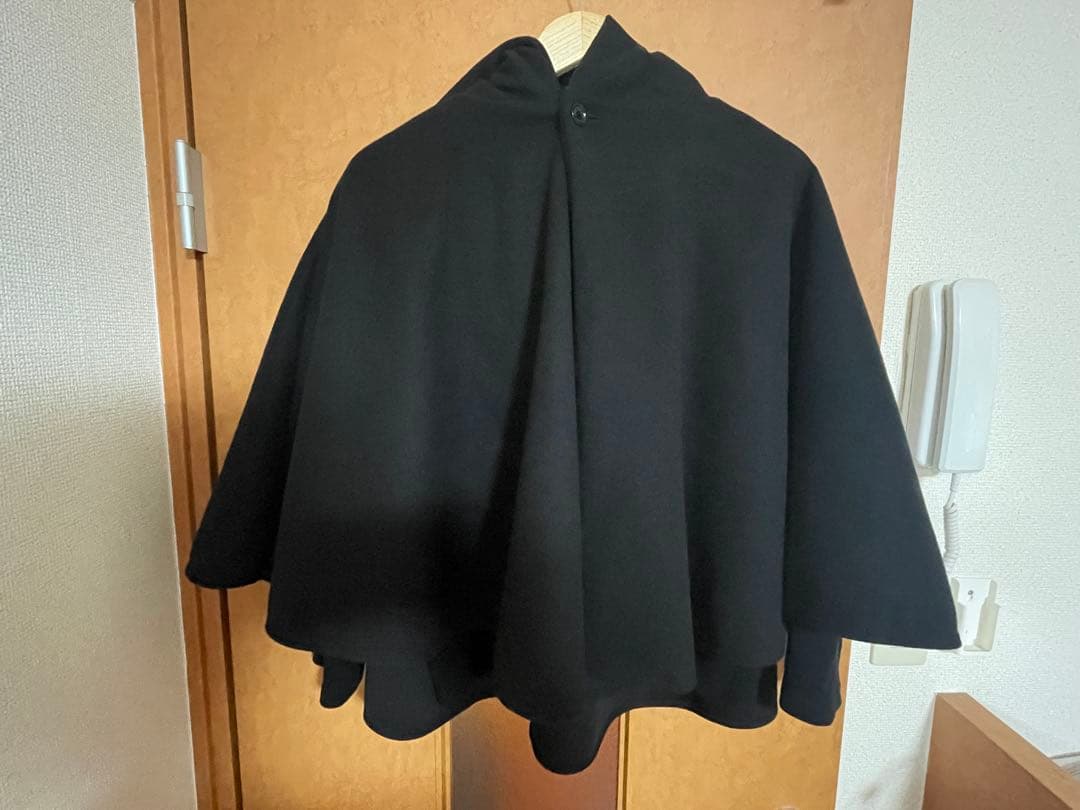 gomme 黒 ポンチョ ウール混合