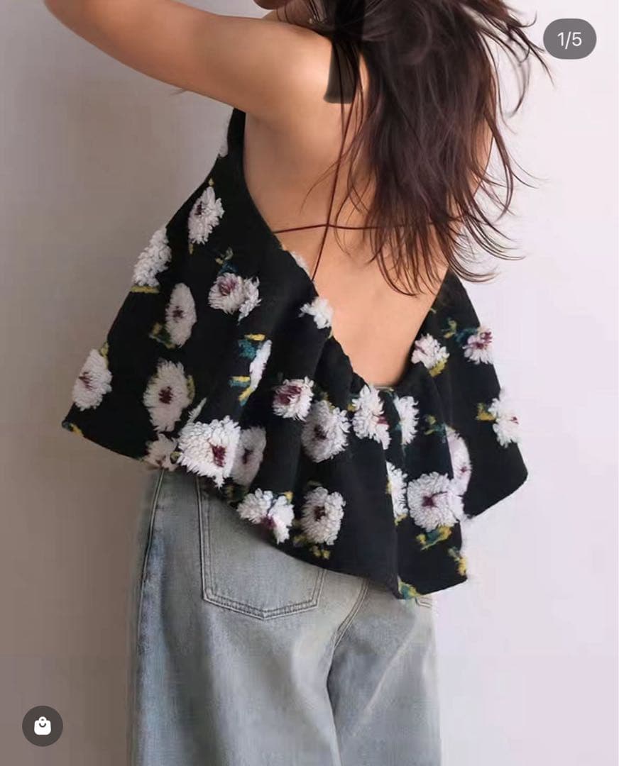 AKTE ボアキャミソール ブラック