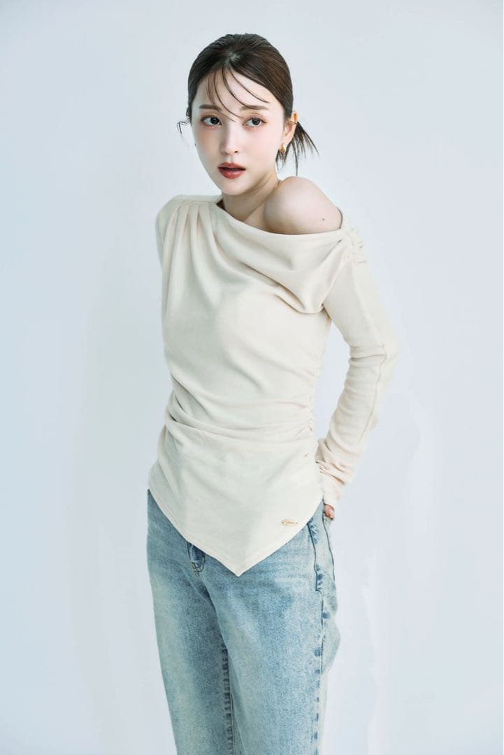 polaura アシンメトリードレープロングスリーブトップス 新品未使用タグ付き