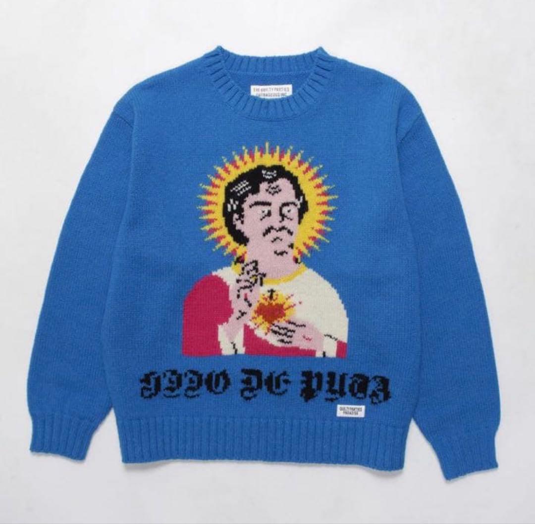 即完売　WACKOMARIA KNIT ワコマリア　セーター ブルー Lサイズ