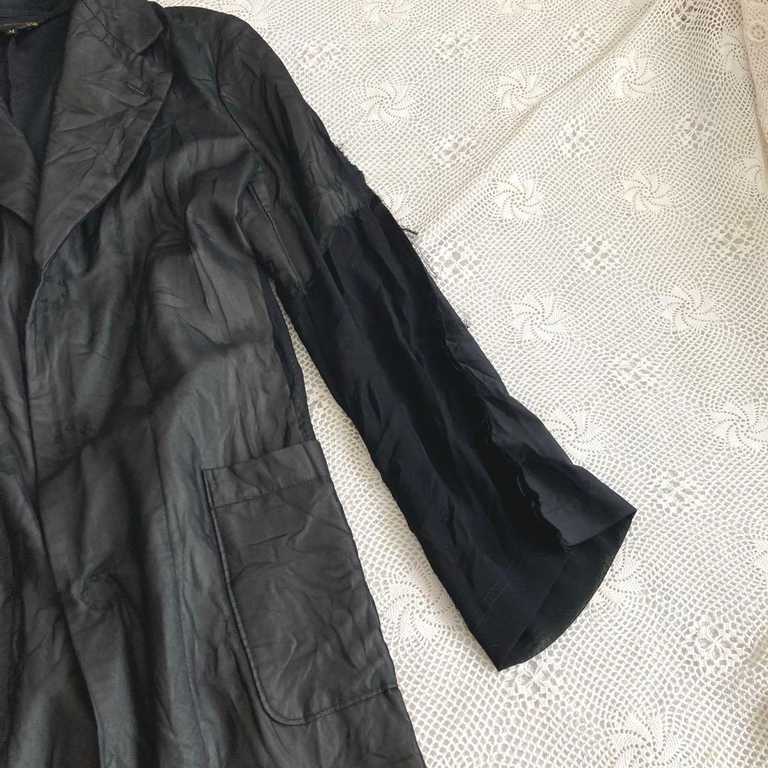 コムデギャルソン ブラック 切替 シースルー テーラードジャケット M