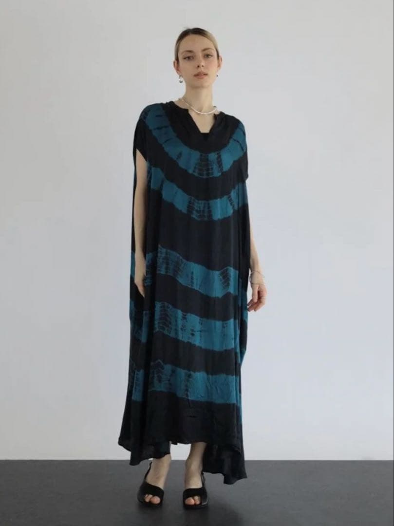 お値下げ！ノースリーブロングワンピース 9号 ブラック/ブルー