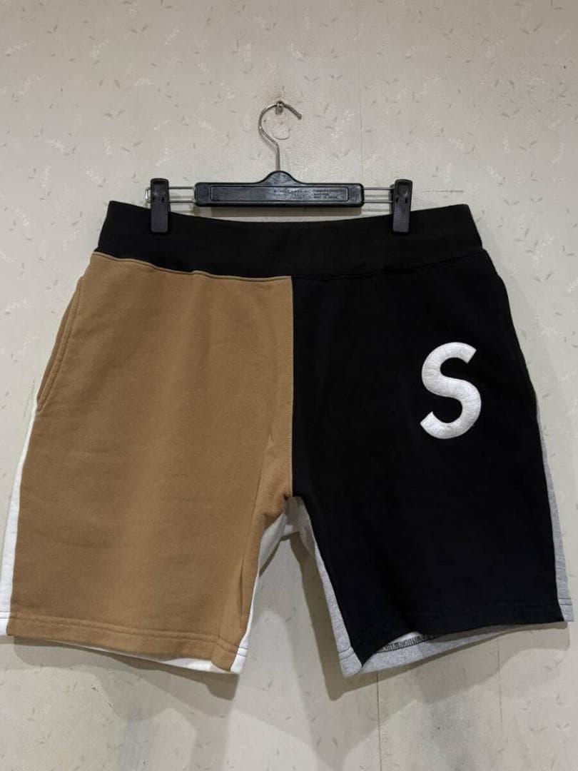 シュプリーム エスロゴカラーブロックド ショート ハーフスウェット パンツ