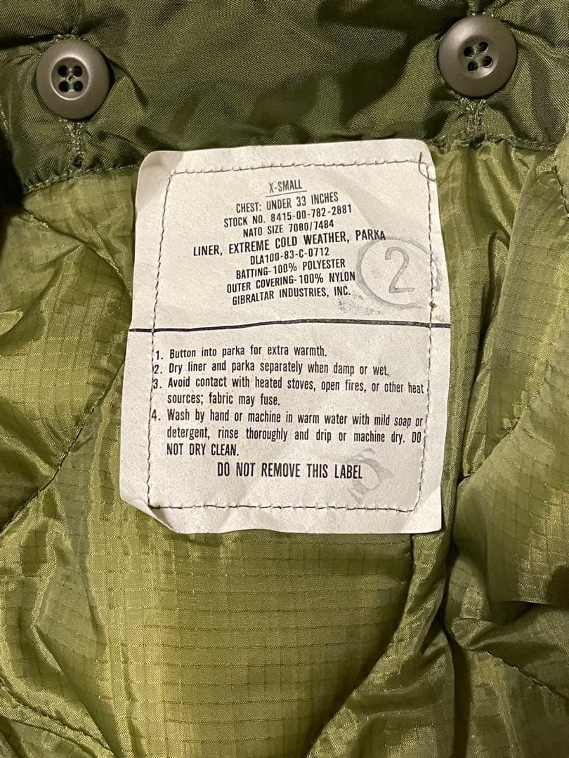 実物美品M-65フィッシュテールパーカー X-SMALLサイズ　フルセット