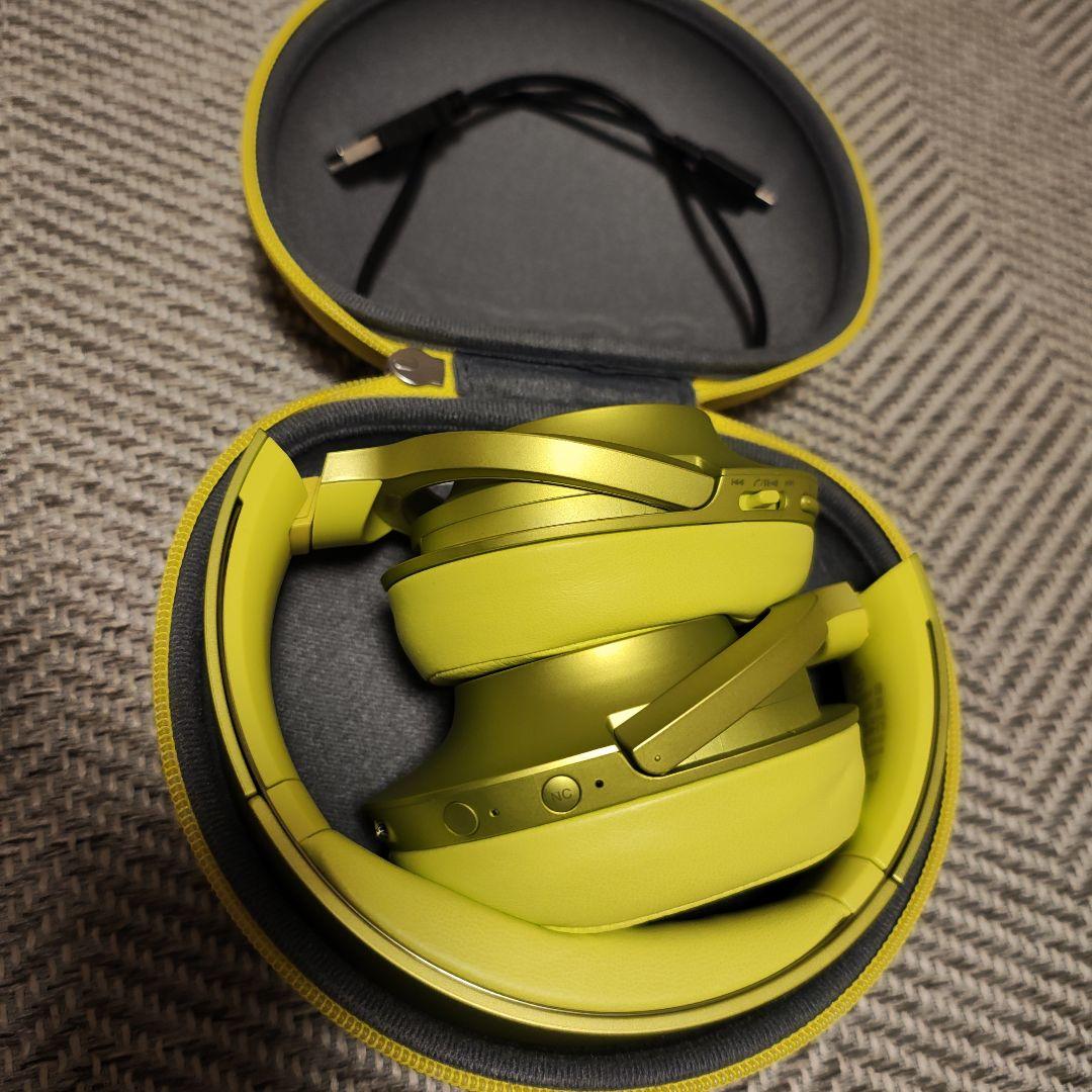 【美品】ヘッドホン SONY h.ear MDR-100ABN ライムイエロー