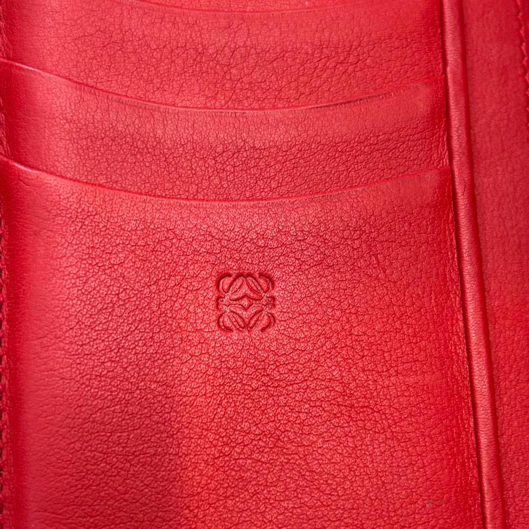 【超美品】希少 ロエベ ロングウォレット アナグラム レッド 長財布 箱付き