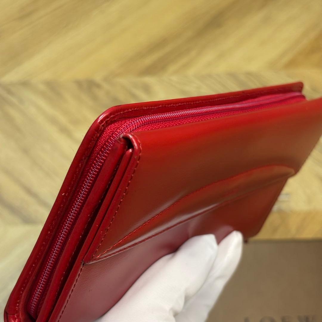 【超美品】希少 ロエベ ロングウォレット アナグラム レッド 長財布 箱付き