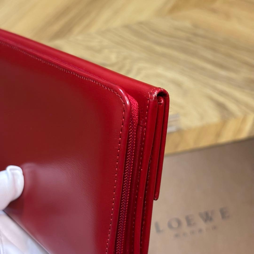 【超美品】希少 ロエベ ロングウォレット アナグラム レッド 長財布 箱付き